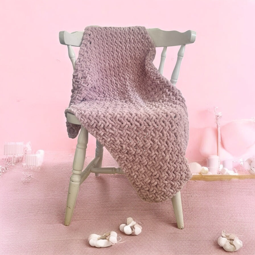 Knitted Chenille Toddler Blanket + Matching Snuggle Square with Dummy Loop | Soft Toddler Blanket Gift Set