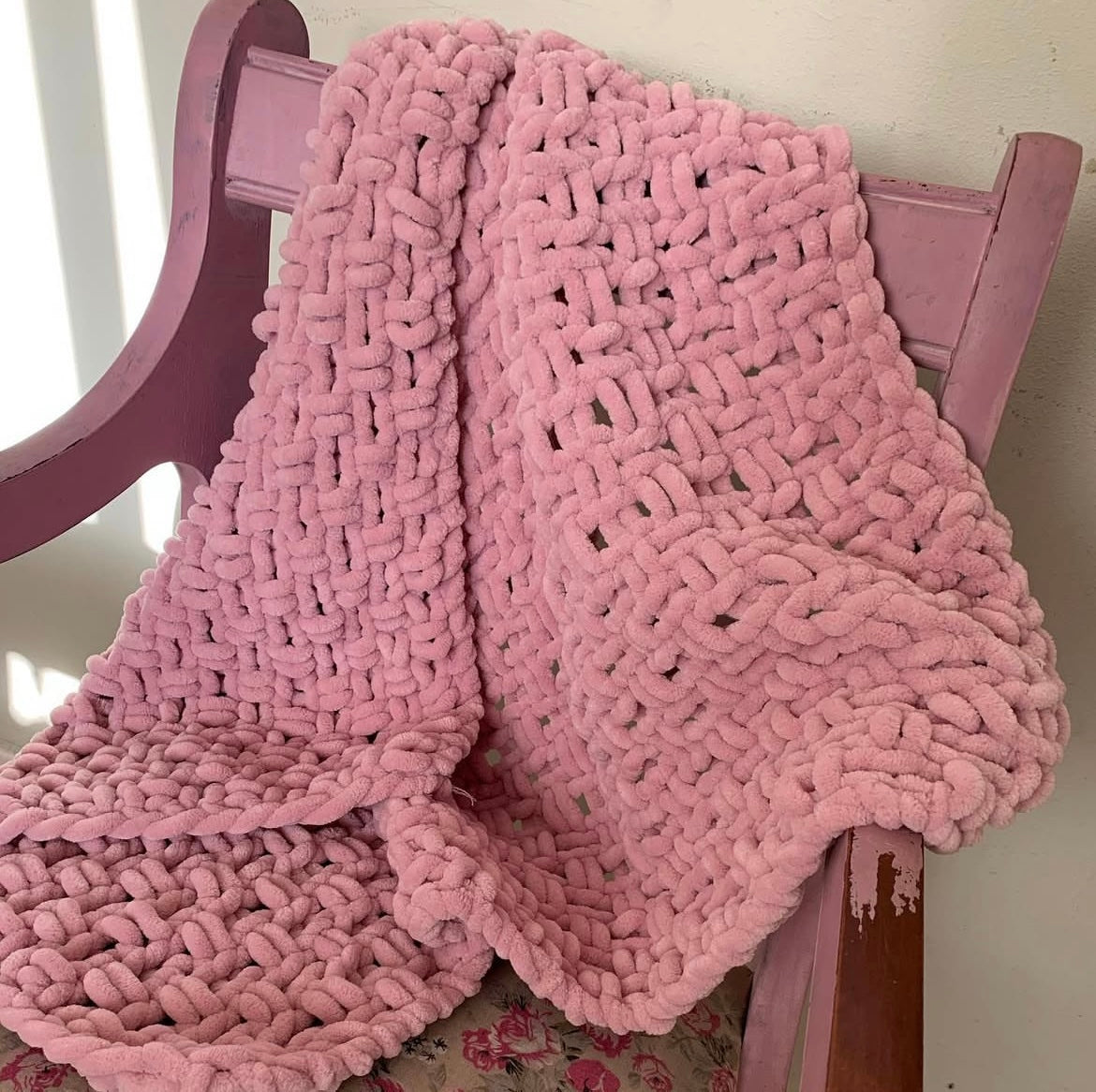 Knitted Chenille Baby Blanket + Matching Snuggle Square Comforter with Dummy Loop | Soft Baby Gift Set