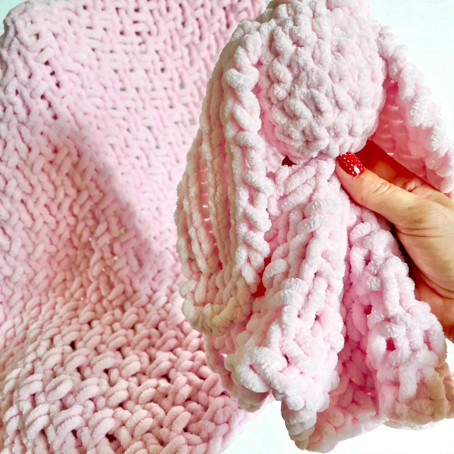 Baby Blanket & Snuggle Bunny Gift Set | Handmade Chenille Blanket & Plush Bunny Comforter | Custom Colour Newborn Gift