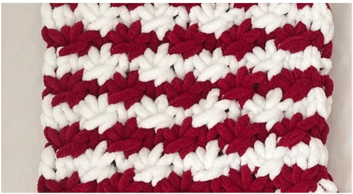 Christmas Snuggle Square Comforter | Red & White Chenille Baby Lovey