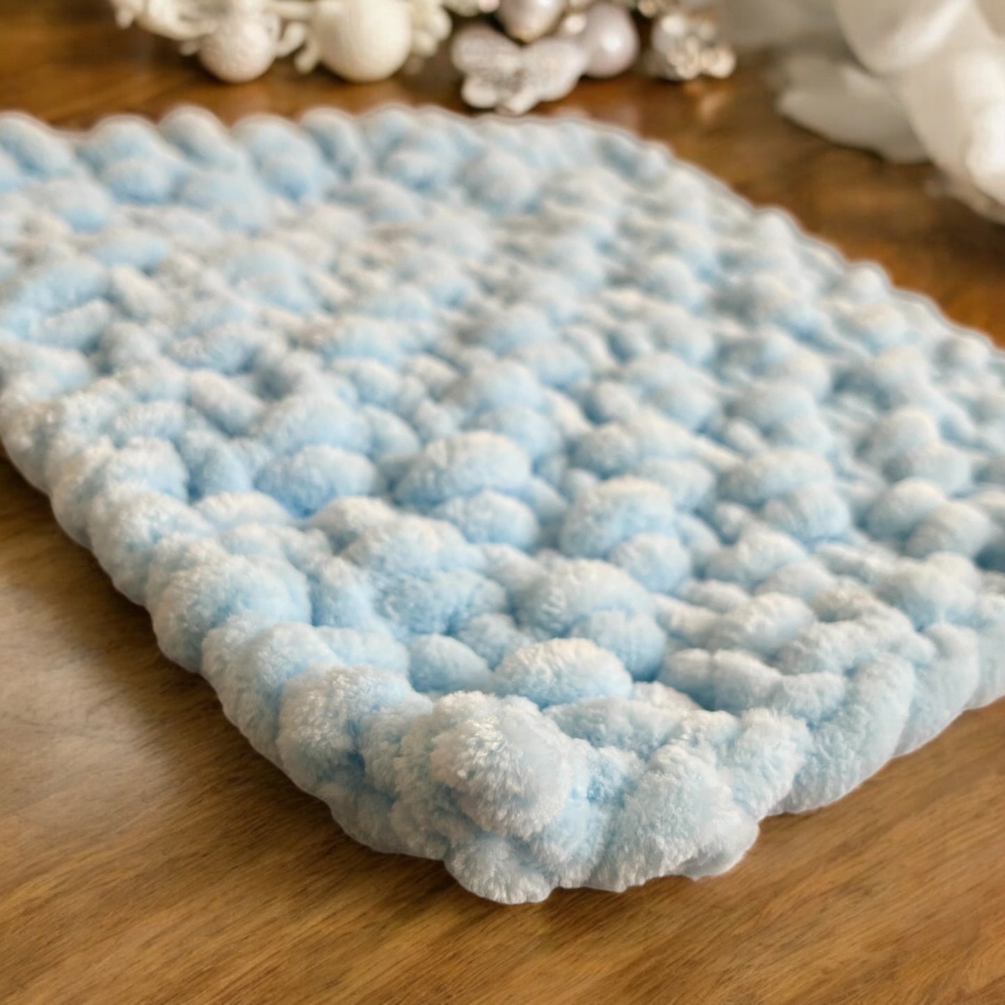 Knitted Chenille Baby Blanket + Matching Snuggle Square | Soft Baby Blanket Gift Set