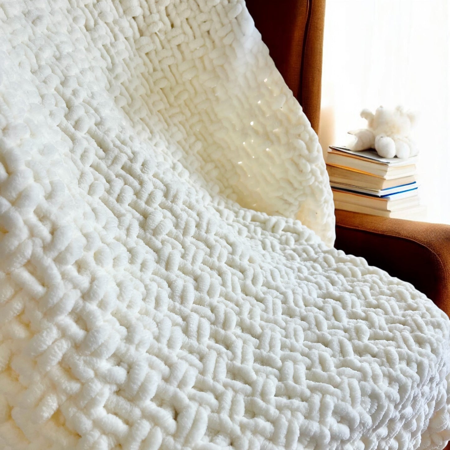 Adult Size Chenille Blanket | Handmade Chunky Knit Throw for Sofa, Bed or Gift | Super Soft & Cosy Limited Edition Blanket