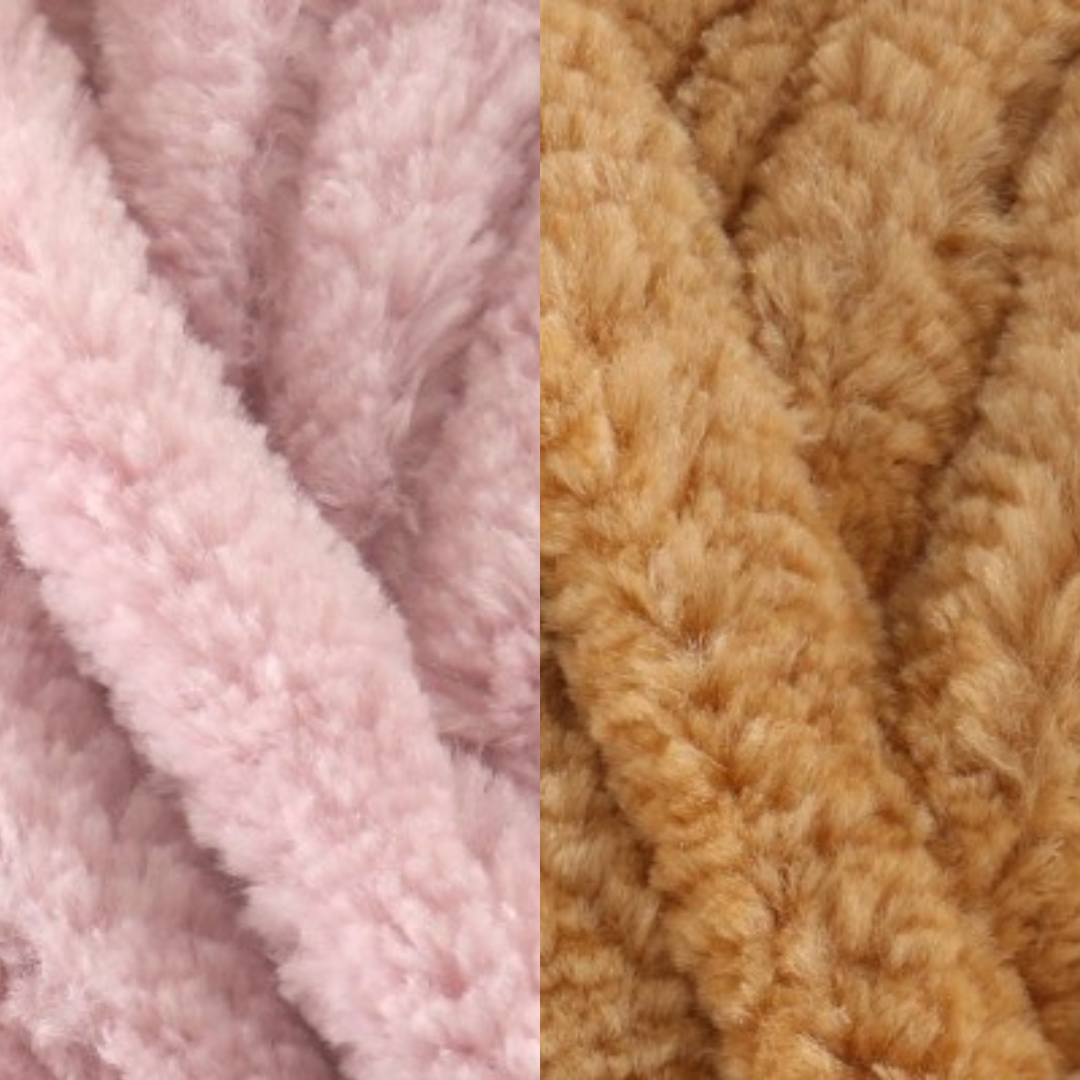 Marshmallow Snuggle Square | Hand-Knitted Chenille Comforter with Custom Two-Colour Design