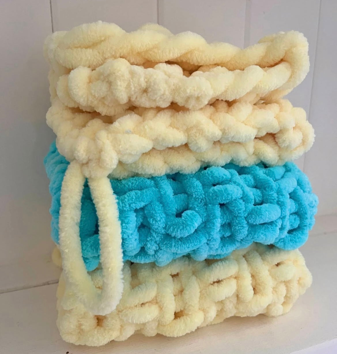Knitted Chenille Baby Blanket + Matching Snuggle Square Comforter with Dummy Loop | Soft Baby Gift Set