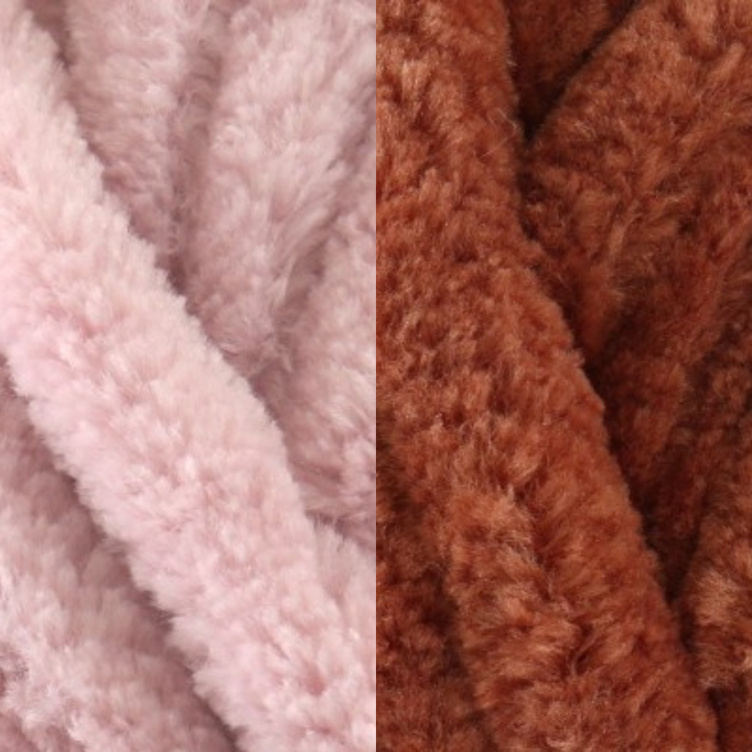 Marshmallow Snuggle Square | Hand-Knitted Chenille Comforter with Custom Two-Colour Design