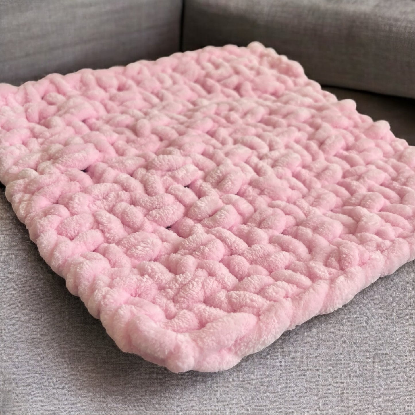 Knitted Chenille Baby Blanket + Matching Snuggle Square | Soft Baby Blanket Gift Set