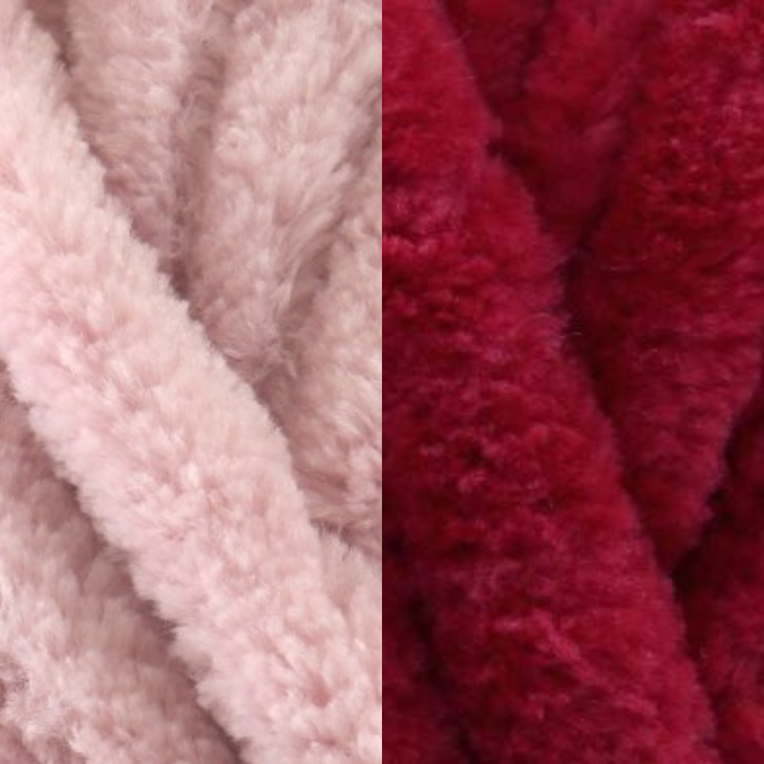 Marshmallow Snuggle Square | Hand-Knitted Chenille Comforter with Custom Two-Colour Design