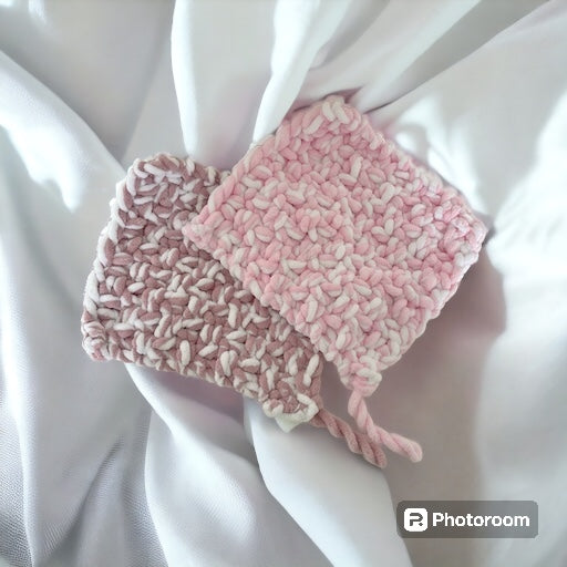 Marshmallow Snuggle Square | Hand-Knitted Chenille Comforter with Custom Two-Colour Design