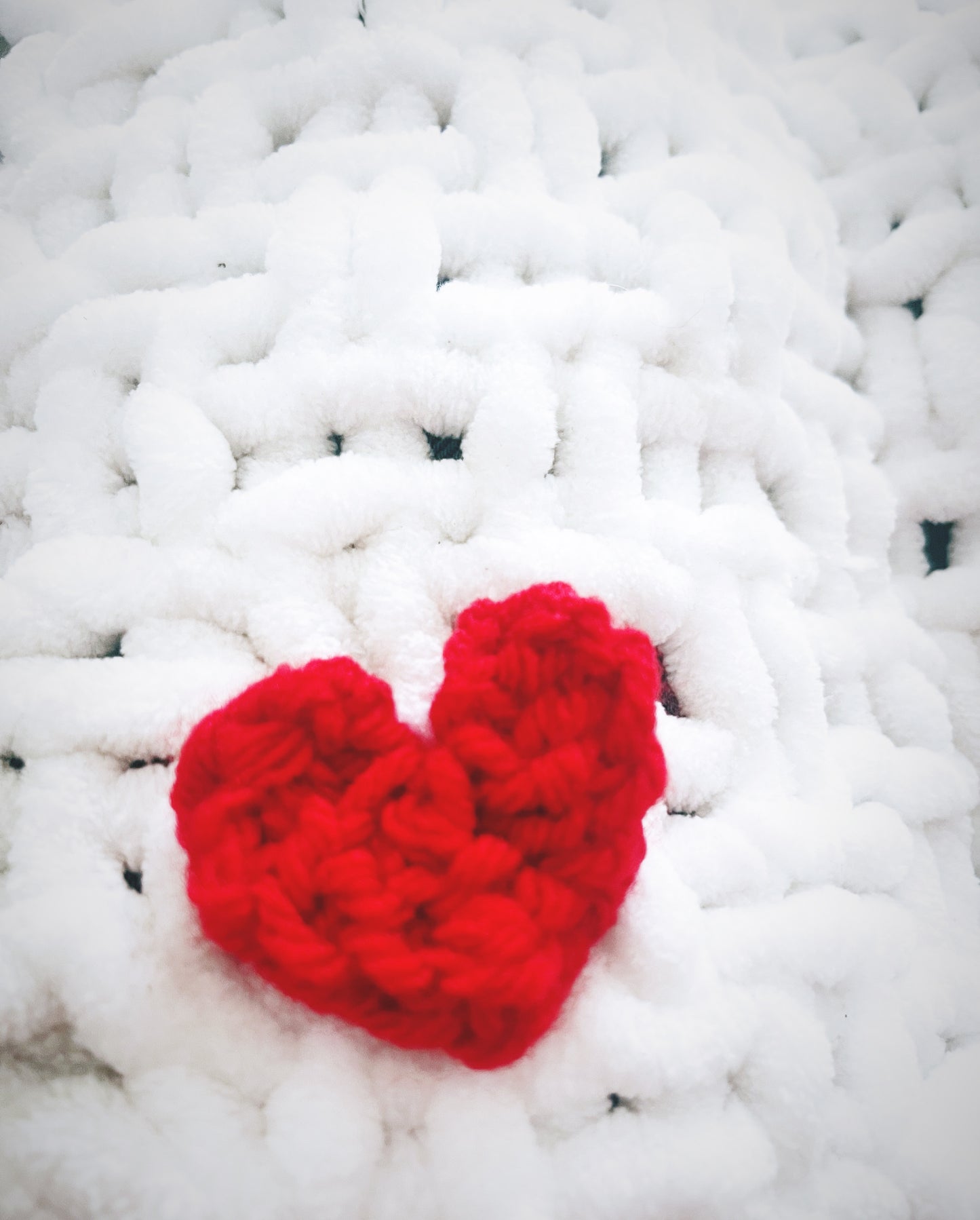 Snuggle Square with Heart Appliqués & Dummy Loop | Hand-Knitted Chenille Comforter