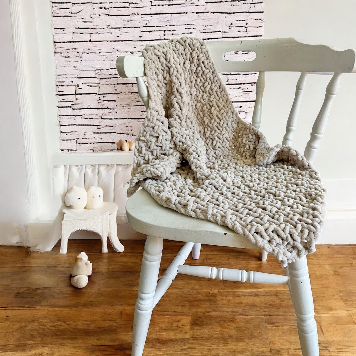 Knitted Chenille Baby Blanket + Matching Snuggle Square Comforter with Dummy Loop | Soft Baby Gift Set