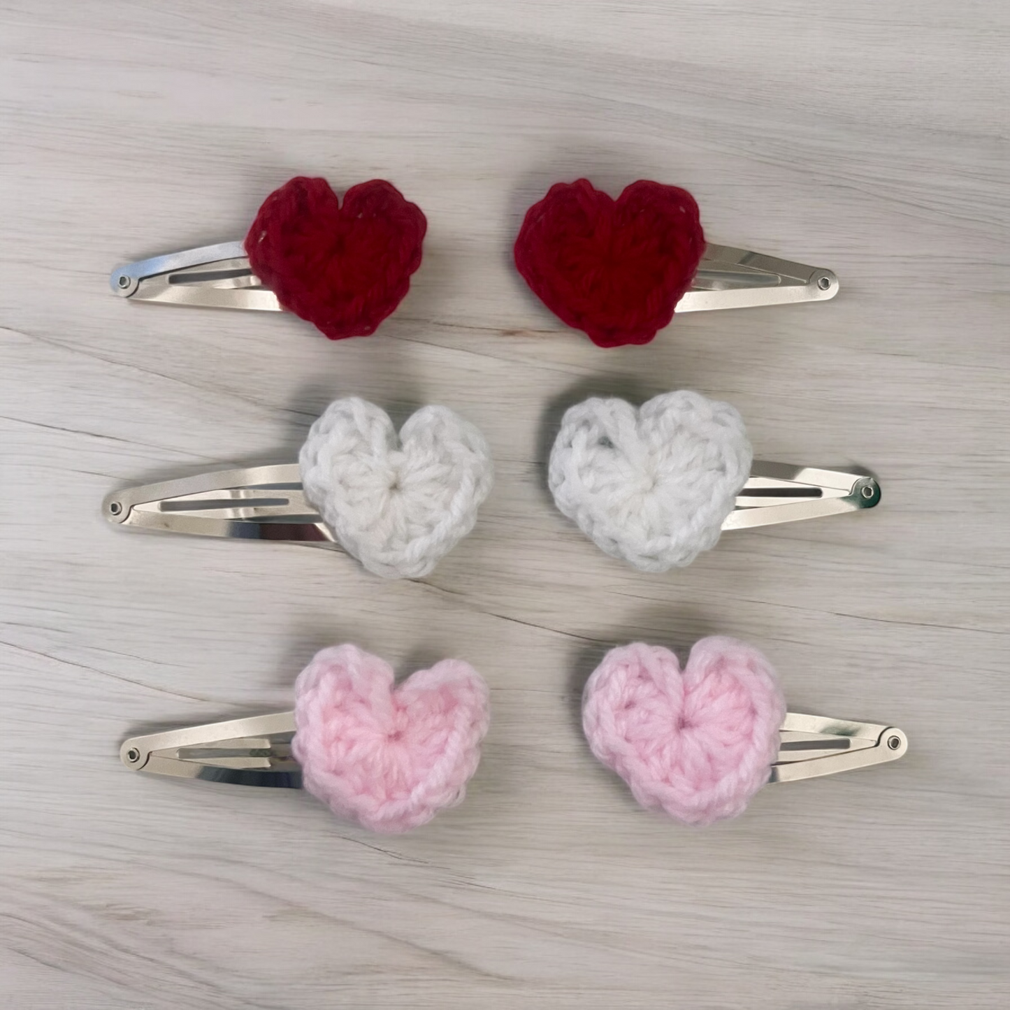 Crochet Heart Hair Clips - set of 2