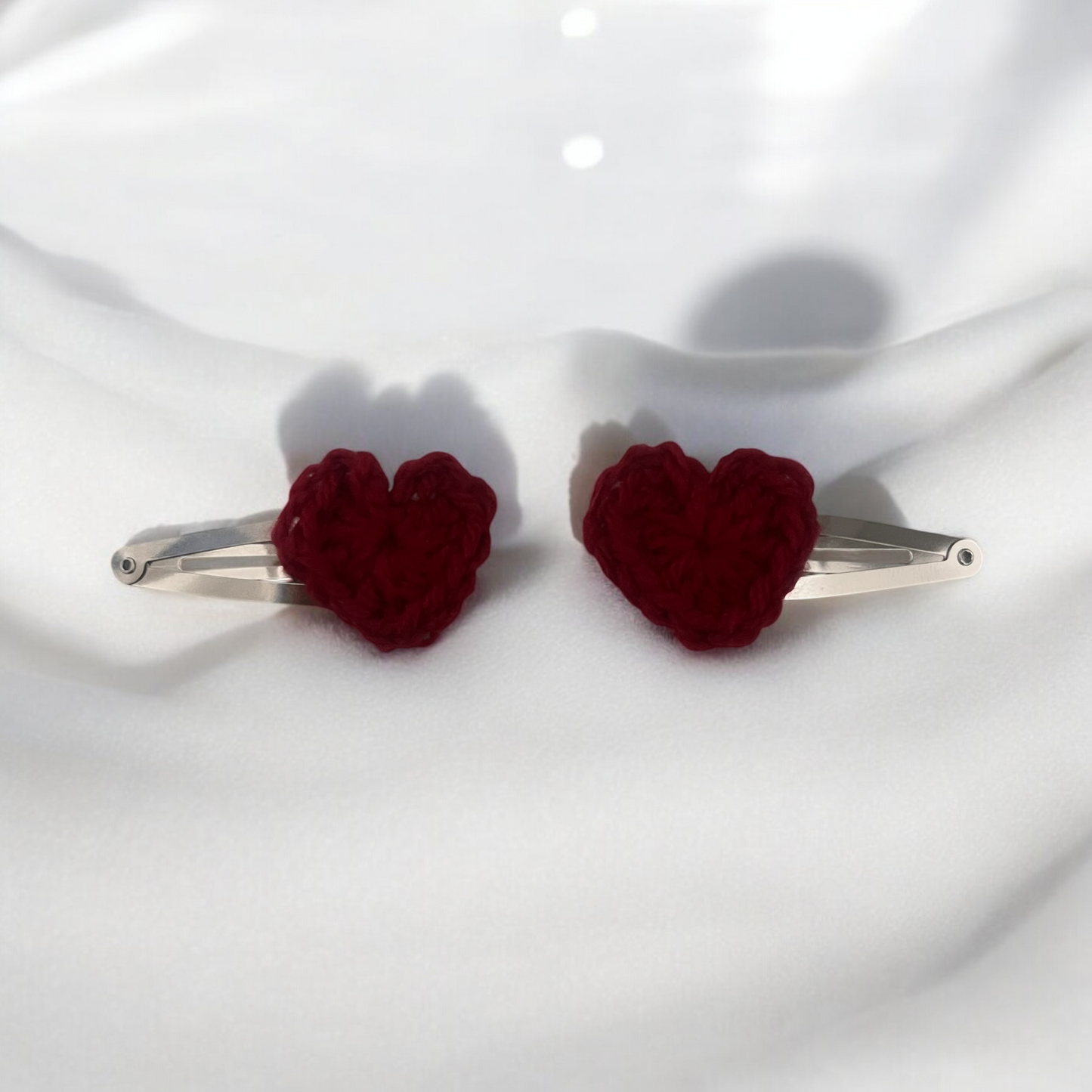 Crochet Heart Hair Clips - set of 2