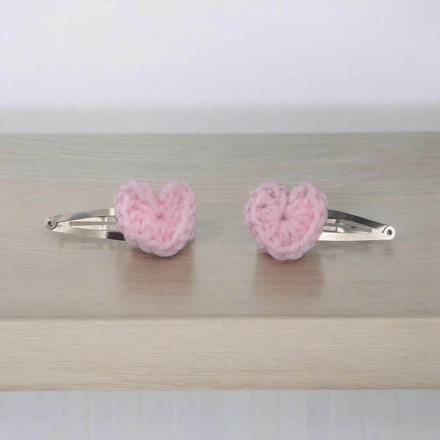 Crochet Heart Hair Clips - set of 2