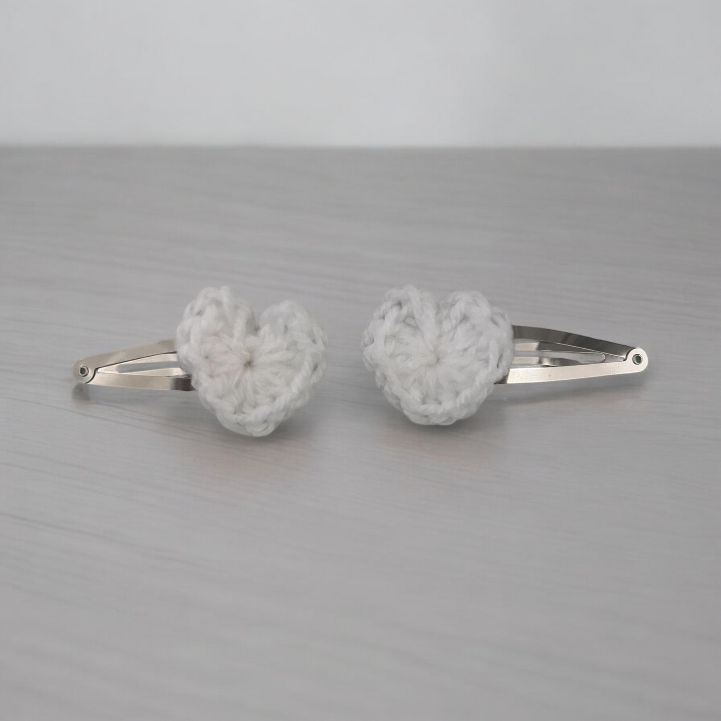 Crochet Heart Hair Clips - set of 2