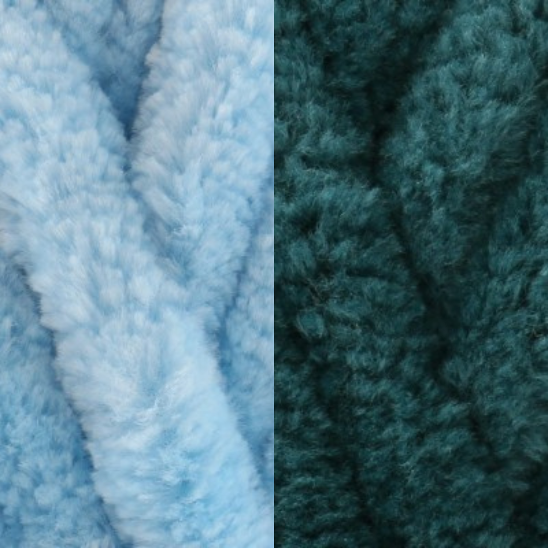 Marshmallow Snuggle Square | Hand-Knitted Chenille Comforter with Custom Two-Colour Design