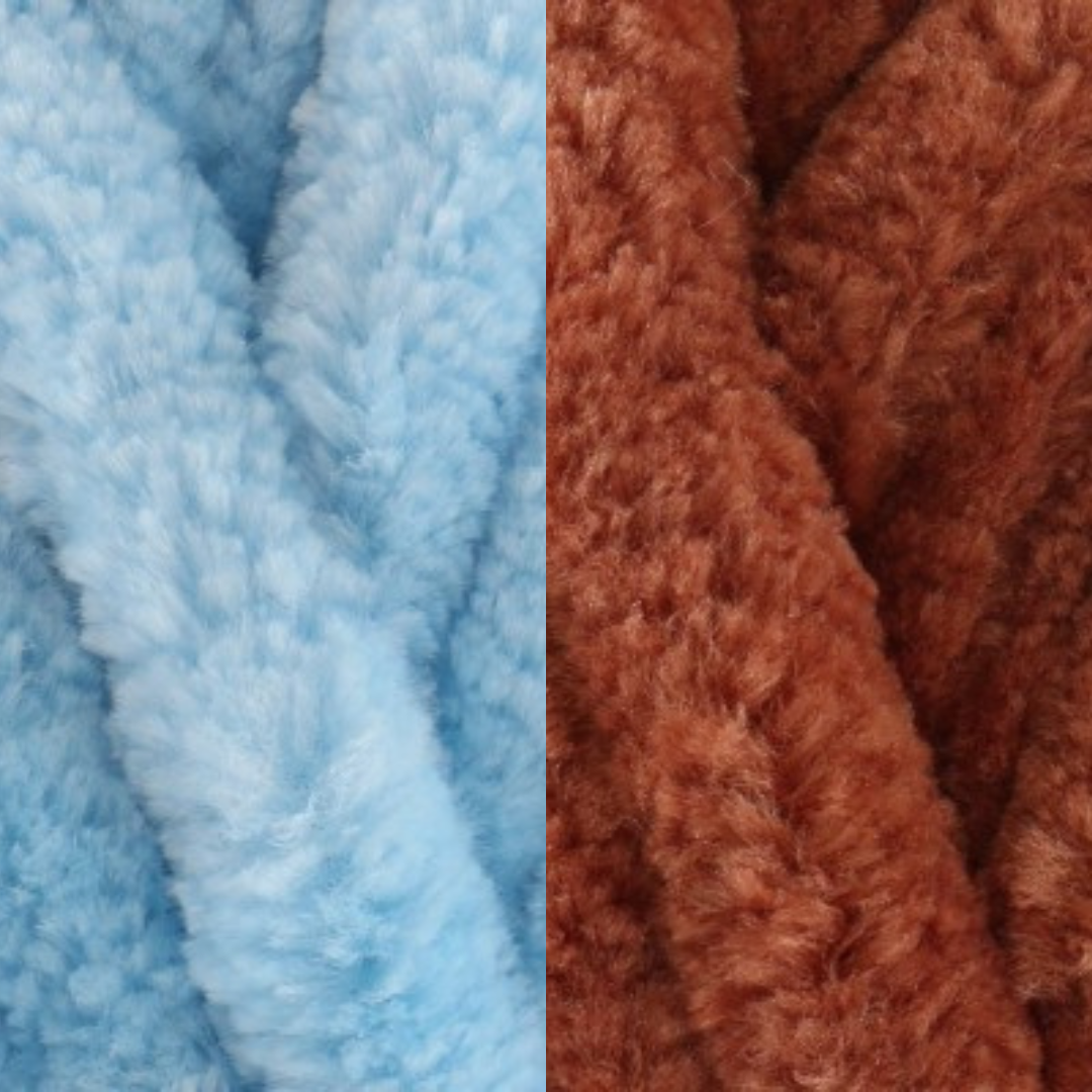 Marshmallow Snuggle Square | Hand-Knitted Chenille Comforter with Custom Two-Colour Design