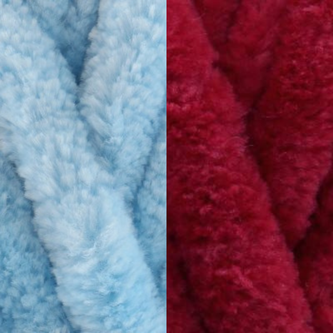 Marshmallow Snuggle Square | Hand-Knitted Chenille Comforter with Custom Two-Colour Design