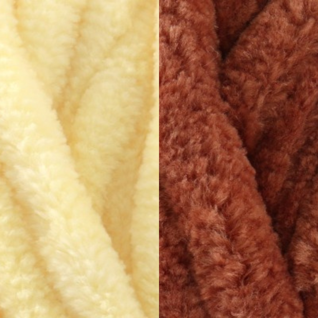Marshmallow Snuggle Square | Hand-Knitted Chenille Comforter with Custom Two-Colour Design