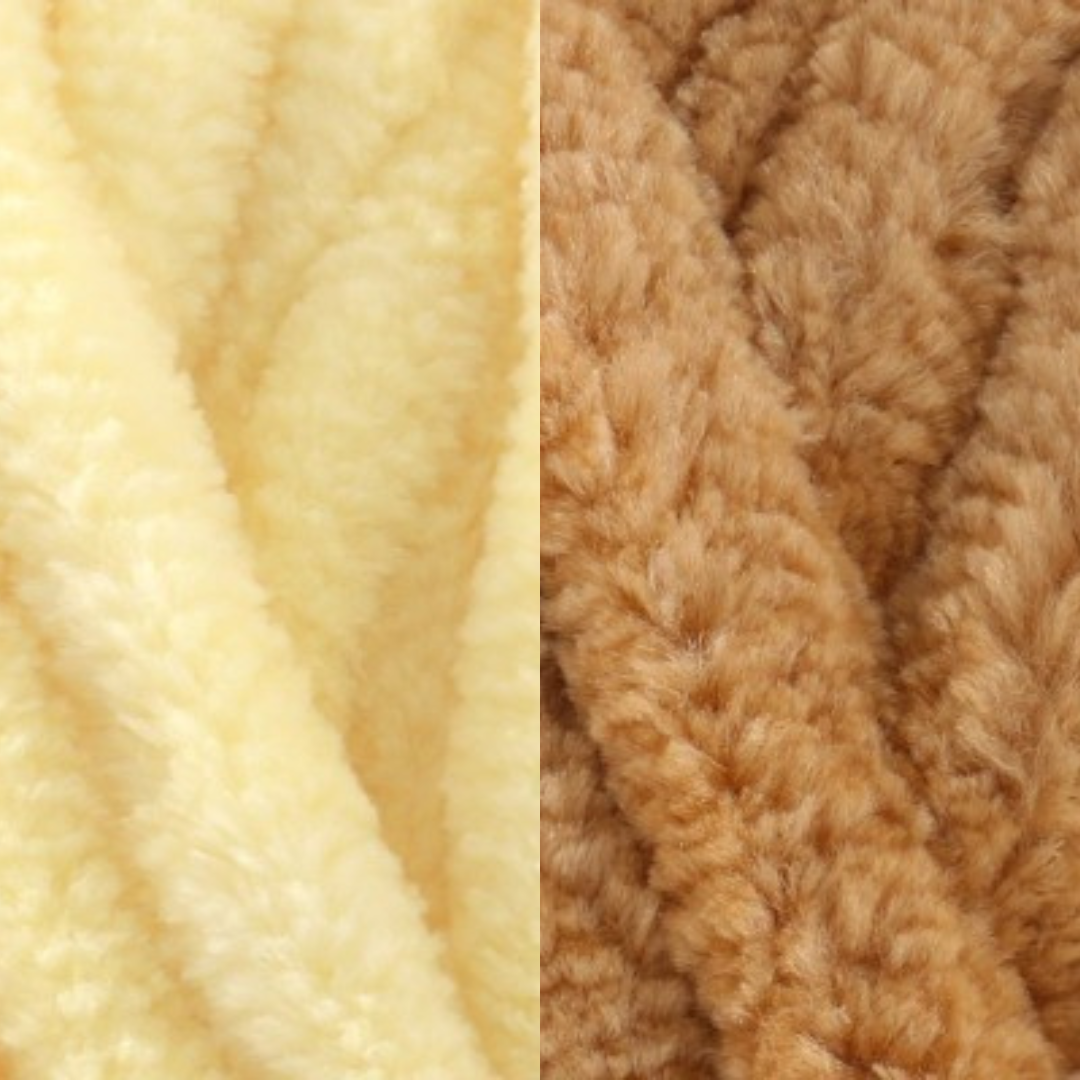 Marshmallow Snuggle Square | Hand-Knitted Chenille Comforter with Custom Two-Colour Design