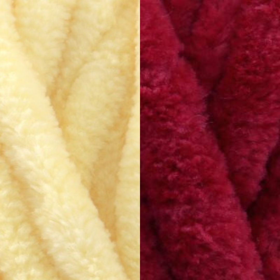 Marshmallow Snuggle Square | Hand-Knitted Chenille Comforter with Custom Two-Colour Design