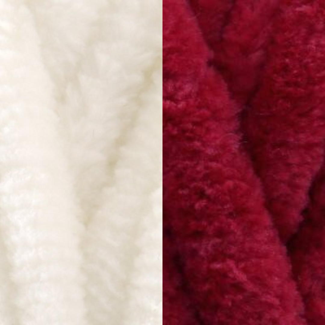 Marshmallow Snuggle Square | Hand-Knitted Chenille Comforter with Custom Two-Colour Design