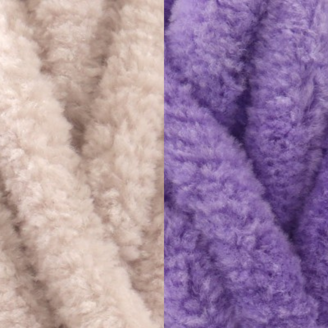 Marshmallow Snuggle Square | Hand-Knitted Chenille Comforter with Custom Two-Colour Design