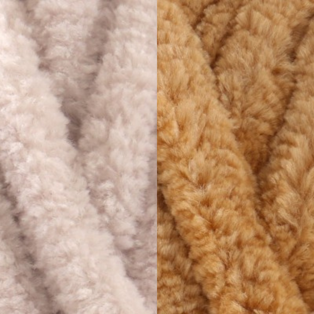 Marshmallow Snuggle Square | Hand-Knitted Chenille Comforter with Custom Two-Colour Design