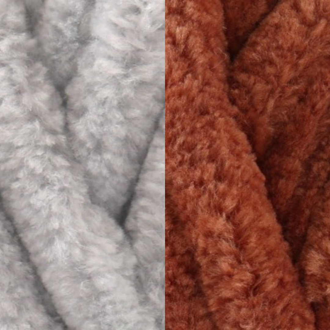 Marshmallow Snuggle Square | Hand-Knitted Chenille Comforter with Custom Two-Colour Design