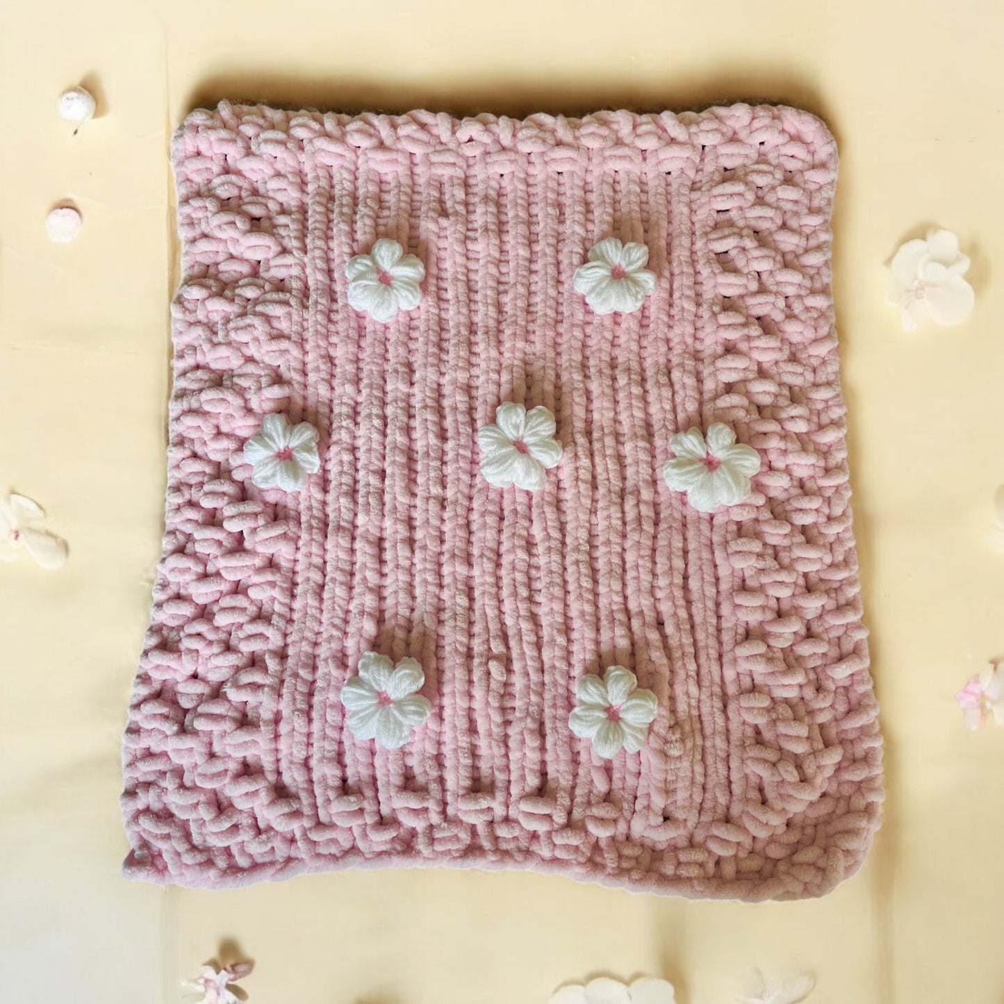 Puff Flower Baby Blanket