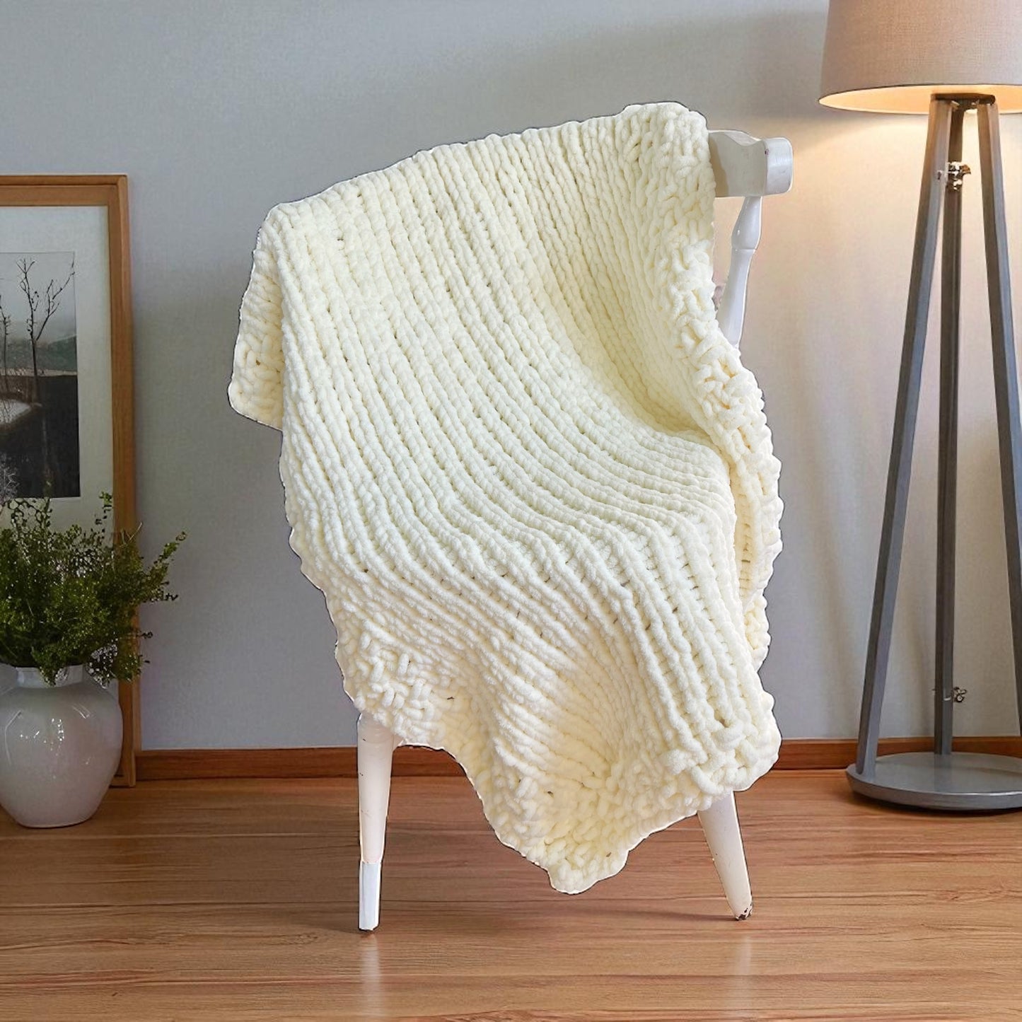 Adult Size Chenille Blanket | Handmade Chunky Knit Throw for Sofa, Bed or Gift | Super Soft & Cosy Limited Edition Blanket