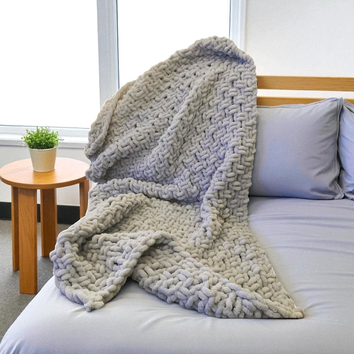 Adult Size Chenille Blanket | Handmade Chunky Knit Throw for Sofa, Bed or Gift | Super Soft & Cosy Limited Edition Blanket