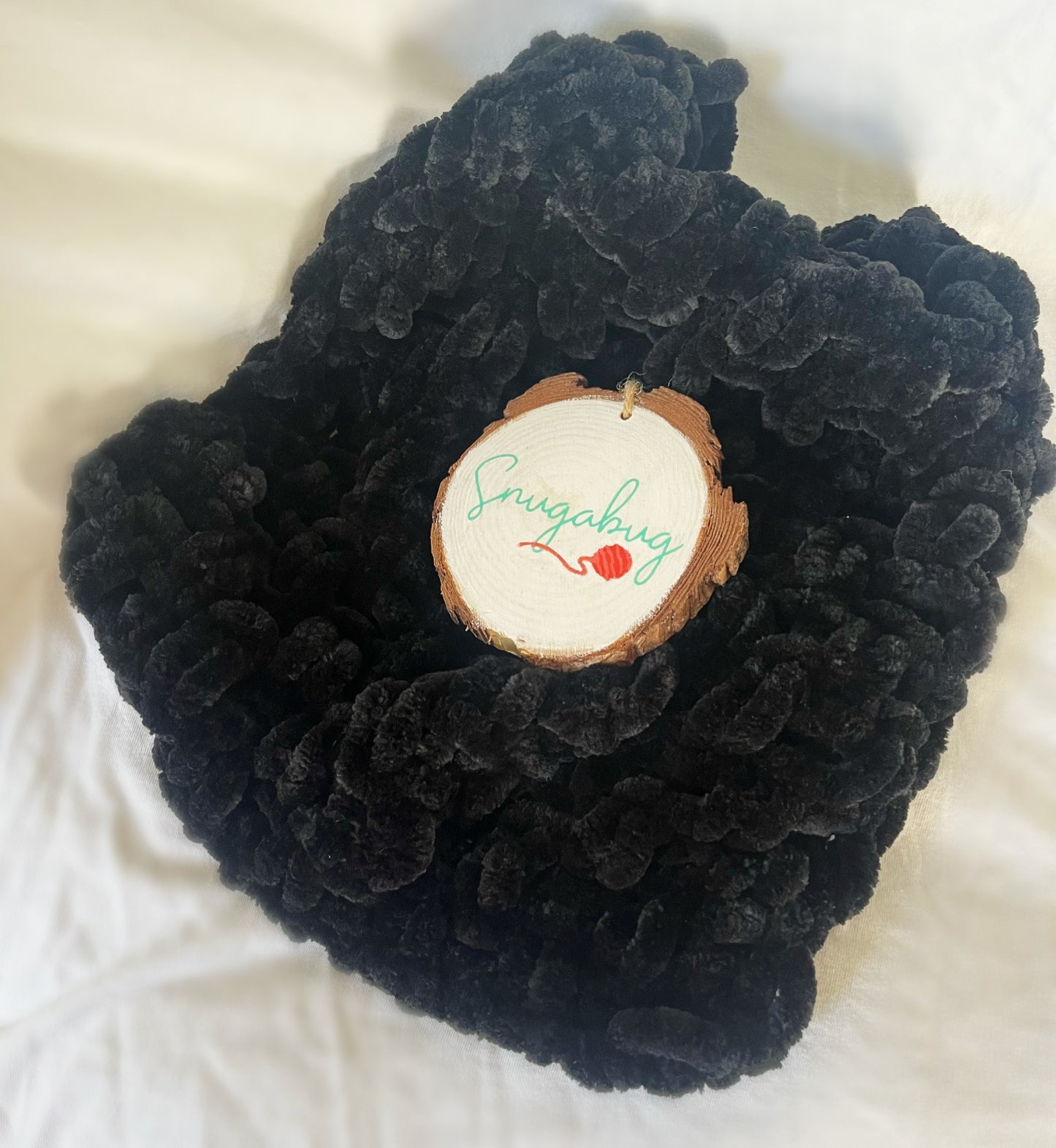 Snuggle Square Baby Comforter | Hand-Knitted Velvet Chenille, Super Chunky Knit (With Dummy Loop)