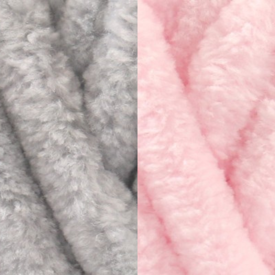 Marshmallow Snuggle Square | Hand-Knitted Chenille Comforter with Custom Two-Colour Design