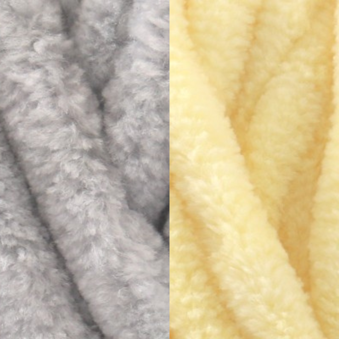Marshmallow Snuggle Square | Hand-Knitted Chenille Comforter with Custom Two-Colour Design