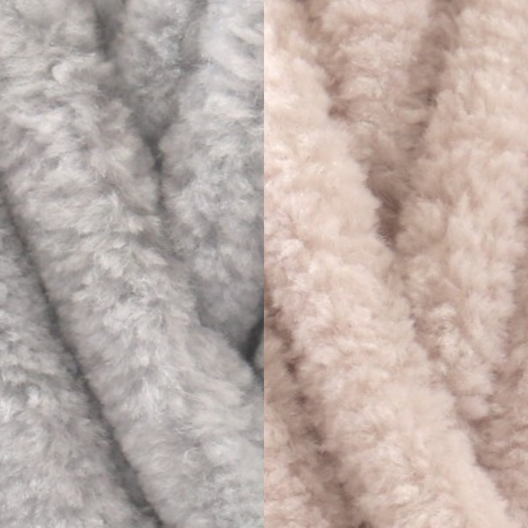 Marshmallow Snuggle Square | Hand-Knitted Chenille Comforter with Custom Two-Colour Design