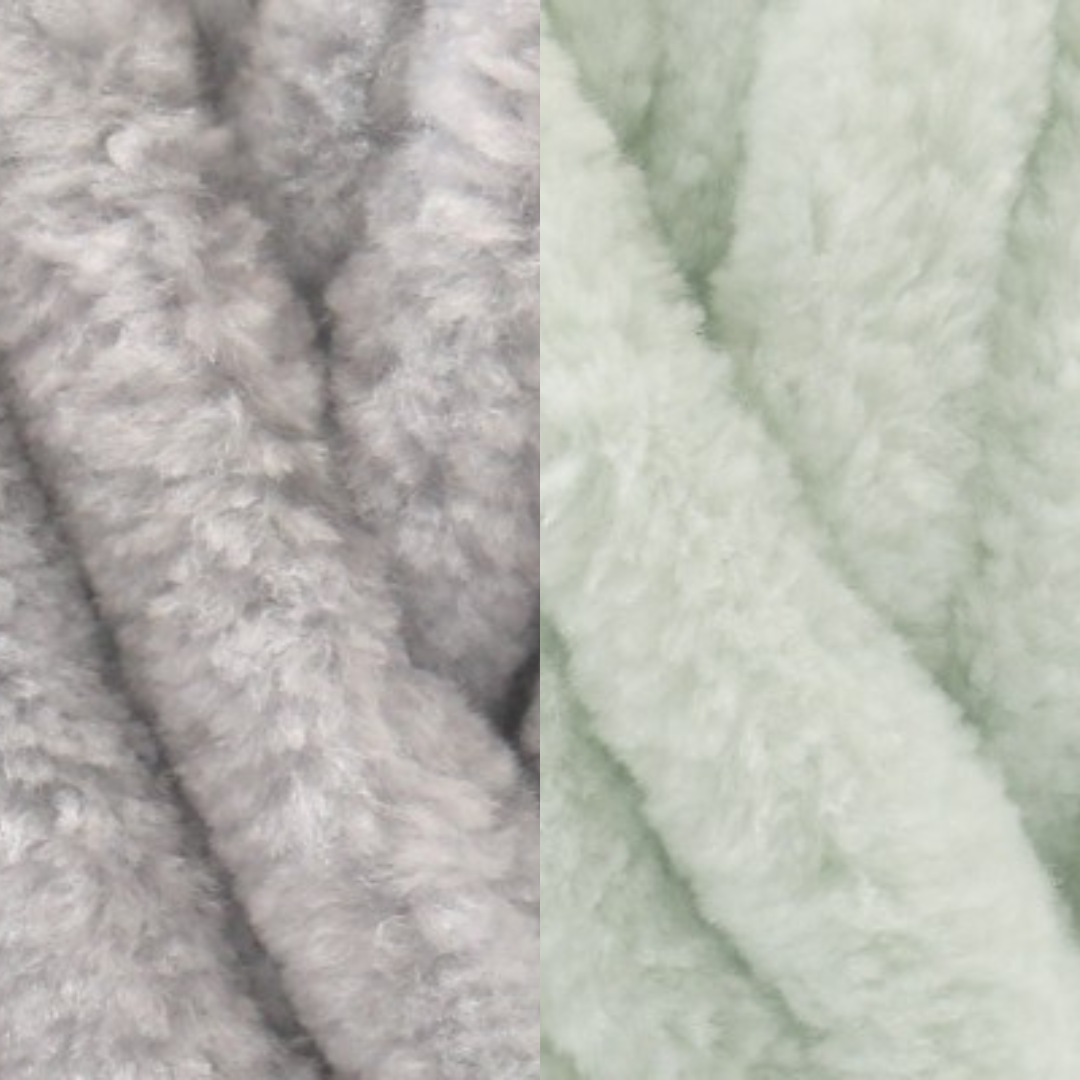 Marshmallow Snuggle Square | Hand-Knitted Chenille Comforter with Custom Two-Colour Design