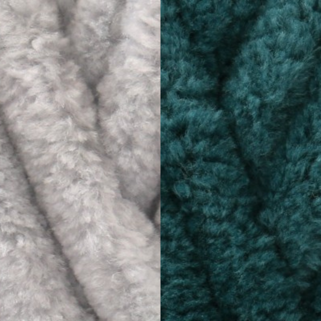 Marshmallow Snuggle Square | Hand-Knitted Chenille Comforter with Custom Two-Colour Design