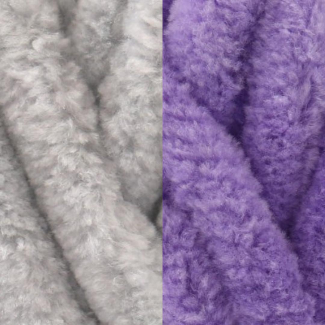 Marshmallow Snuggle Square | Hand-Knitted Chenille Comforter with Custom Two-Colour Design
