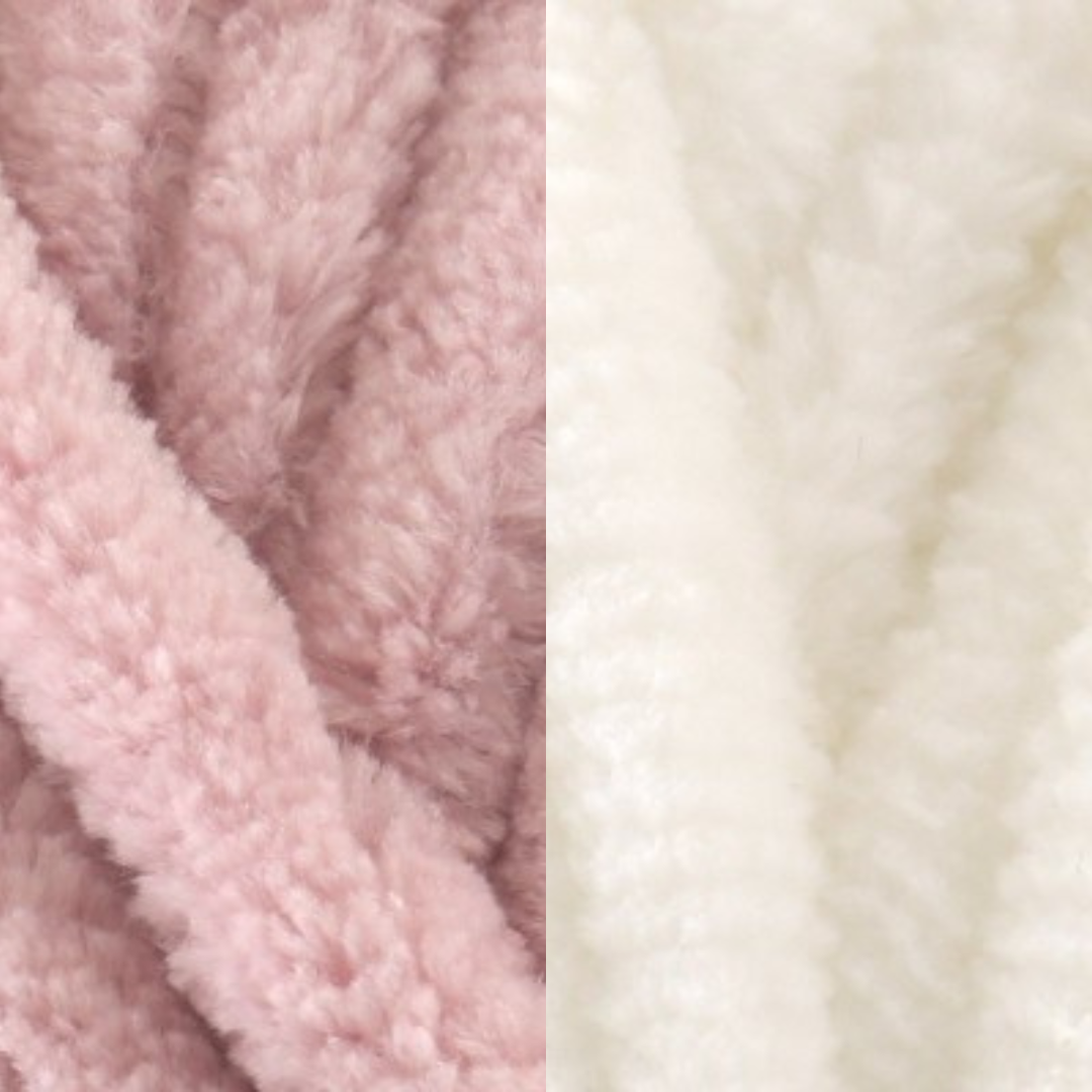 Marshmallow Snuggle Square | Hand-Knitted Chenille Comforter with Custom Two-Colour Design