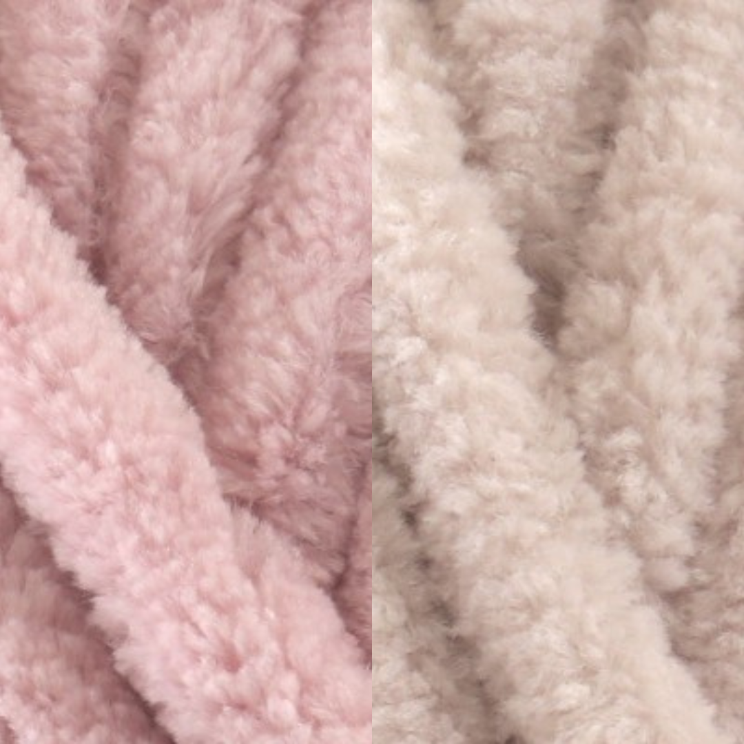 Marshmallow Snuggle Square | Hand-Knitted Chenille Comforter with Custom Two-Colour Design