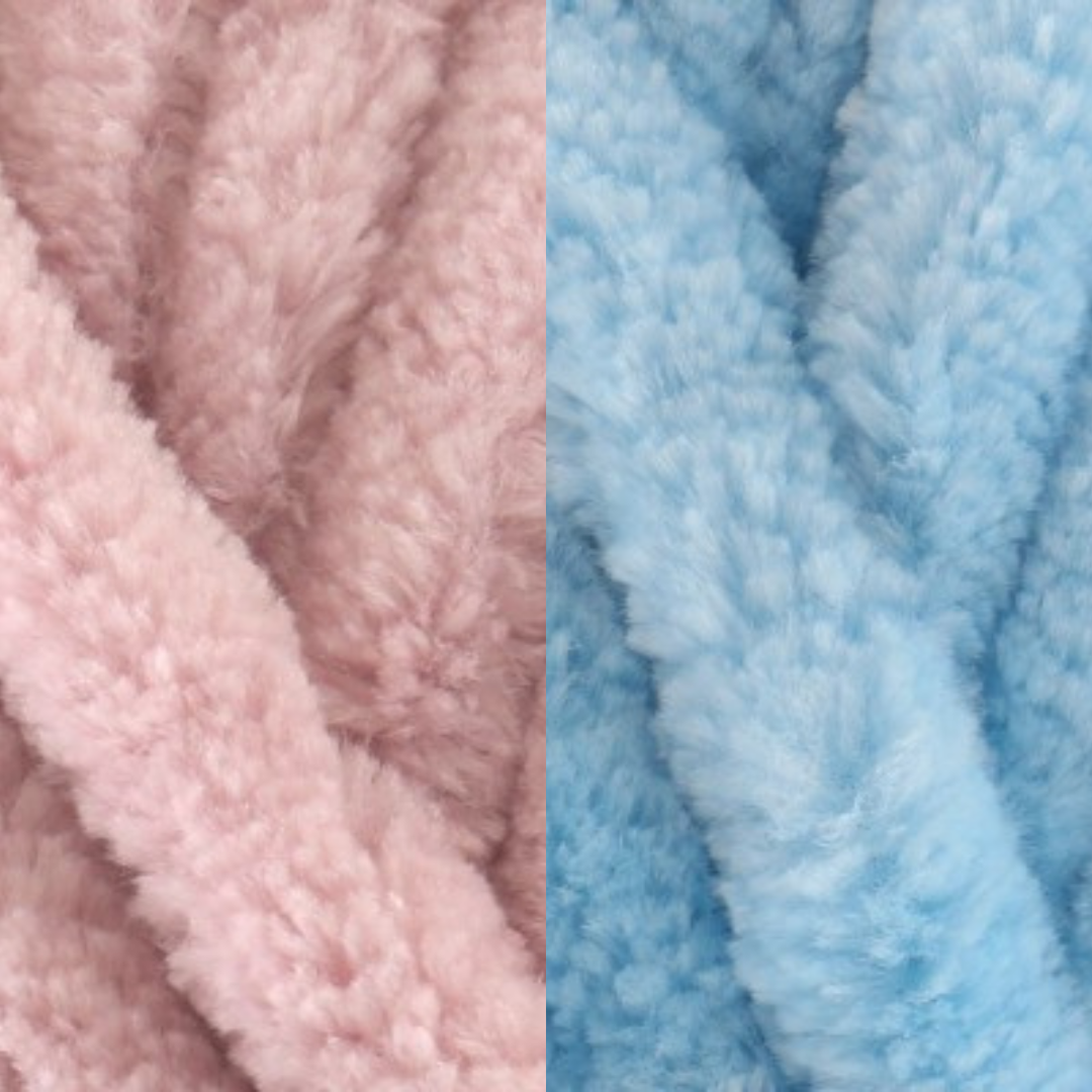 Marshmallow Snuggle Square | Hand-Knitted Chenille Comforter with Custom Two-Colour Design