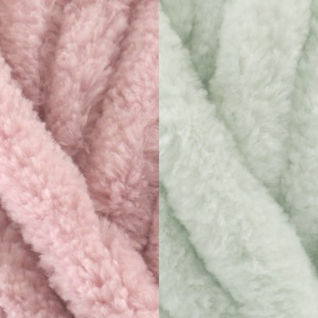 Marshmallow Snuggle Square | Hand-Knitted Chenille Comforter with Custom Two-Colour Design