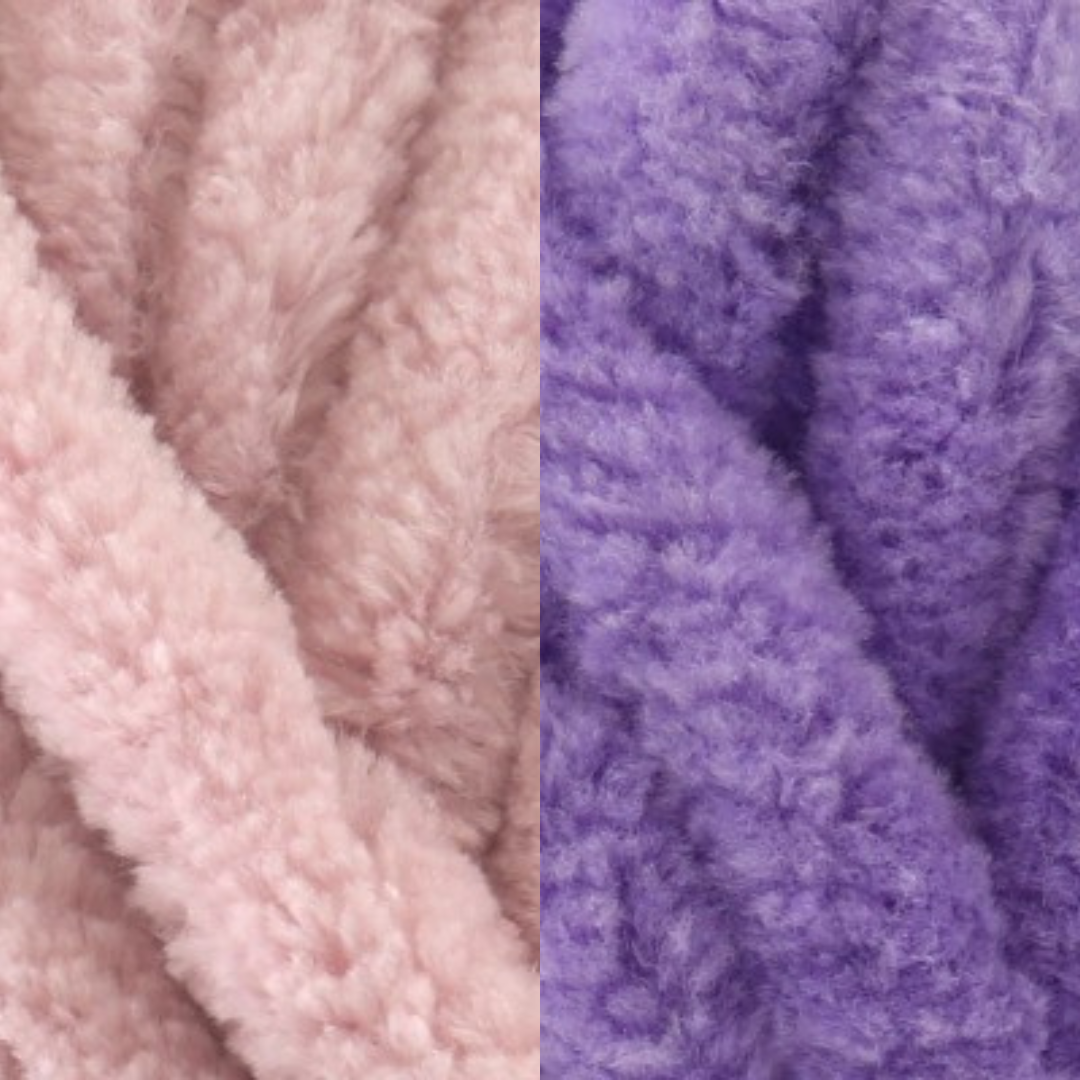 Marshmallow Snuggle Square | Hand-Knitted Chenille Comforter with Custom Two-Colour Design