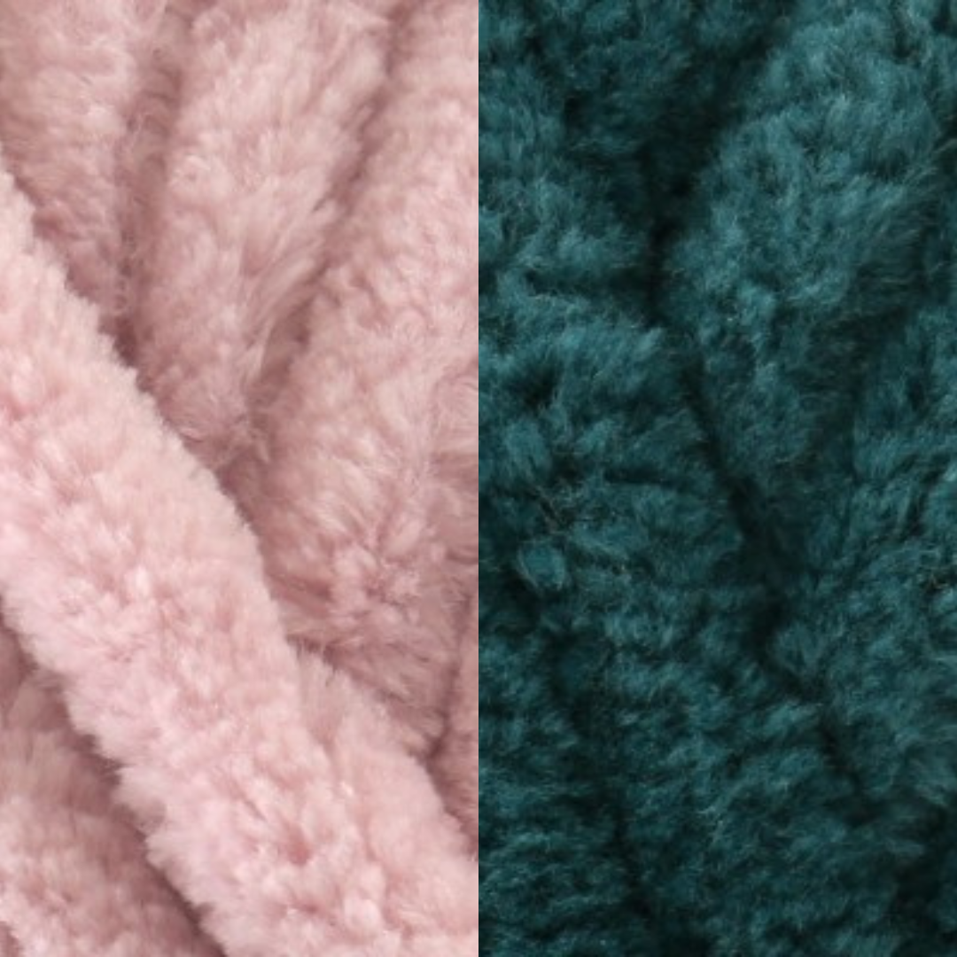 Marshmallow Snuggle Square | Hand-Knitted Chenille Comforter with Custom Two-Colour Design