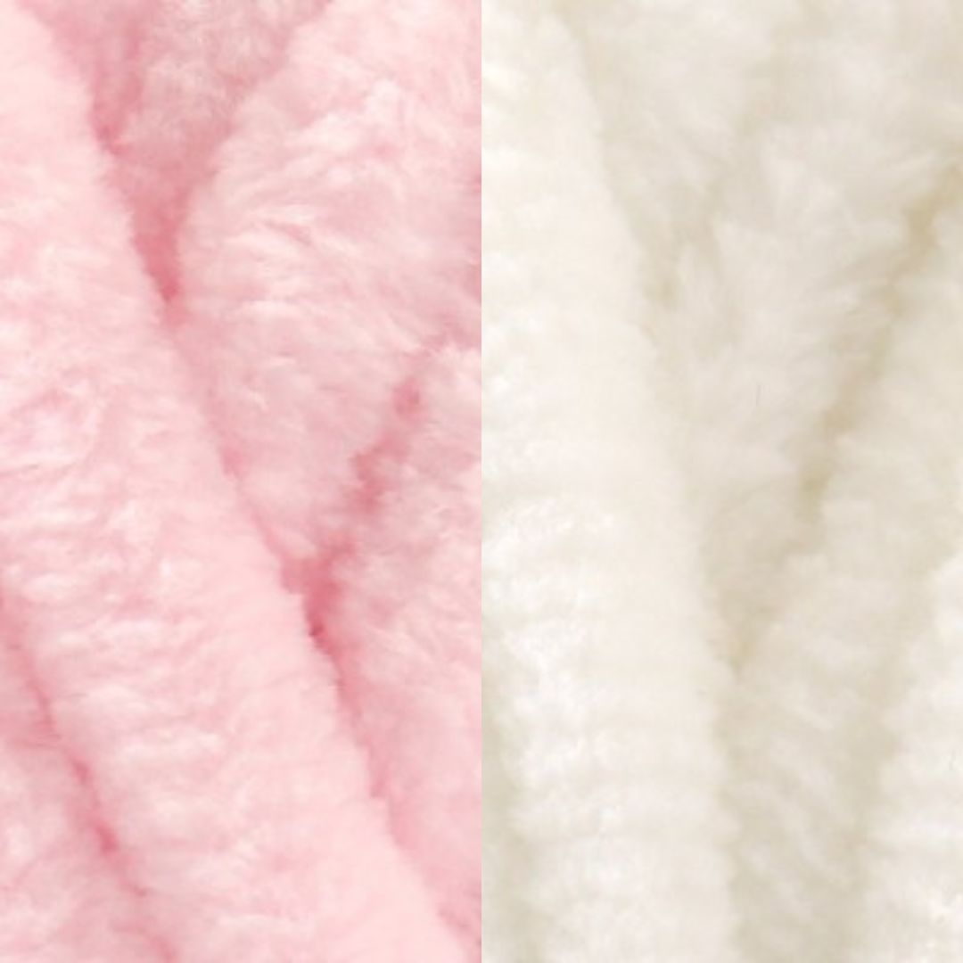 Marshmallow Snuggle Square | Hand-Knitted Chenille Comforter with Custom Two-Colour Design