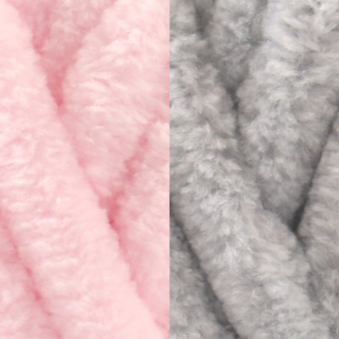 Marshmallow Snuggle Square | Hand-Knitted Chenille Comforter with Custom Two-Colour Design