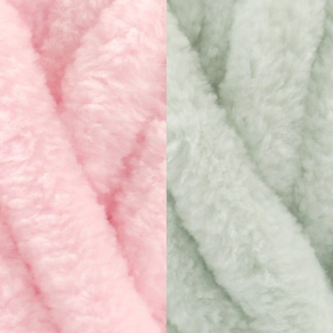 Marshmallow Snuggle Square | Hand-Knitted Chenille Comforter with Custom Two-Colour Design