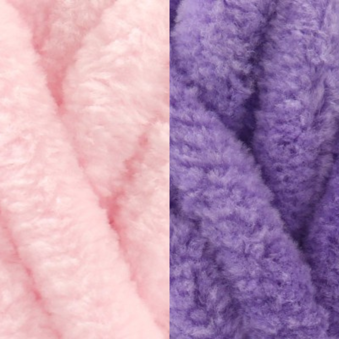 Marshmallow Snuggle Square | Hand-Knitted Chenille Comforter with Custom Two-Colour Design