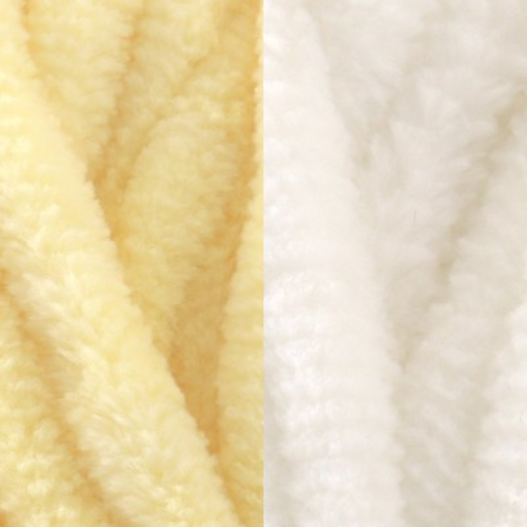 Marshmallow Snuggle Square | Hand-Knitted Chenille Comforter with Custom Two-Colour Design