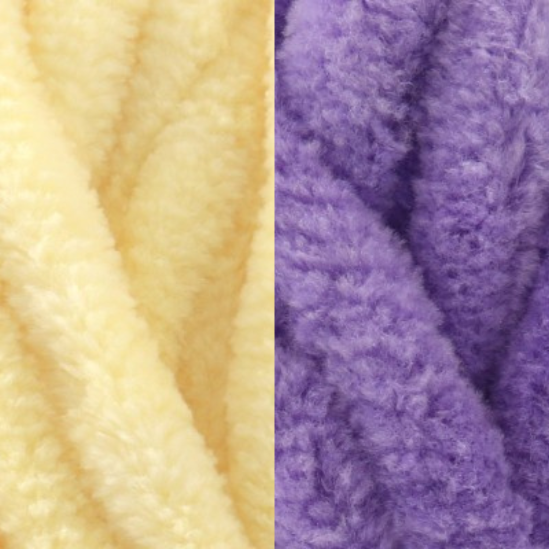 Marshmallow Snuggle Square | Hand-Knitted Chenille Comforter with Custom Two-Colour Design